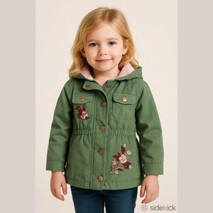 Little lass Green and pink  utility jacket Size 2T
